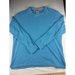Relwen Waffle Knit Thermal Shirt XL Blue Long Sleeve Crewneck Cotton